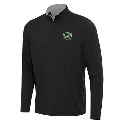 Men's Antigua Black/Gray Ohio Bobcats Content Quarter-Zip Pullover Top