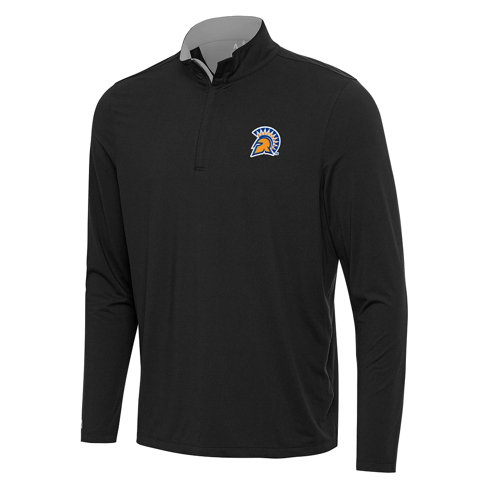 Men's Antigua Black/Gray San Jose State Spartans Content Quarter-Zip Pullover Top