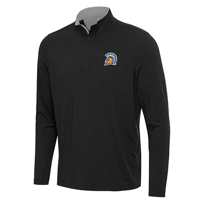Men's Antigua Black/Gray San Jose State Spartans Content Quarter-Zip Pullover Top