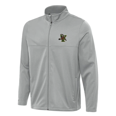 Men's Antigua Gray Vermont Catamounts Links 2 Full-Zip Golf Jacket