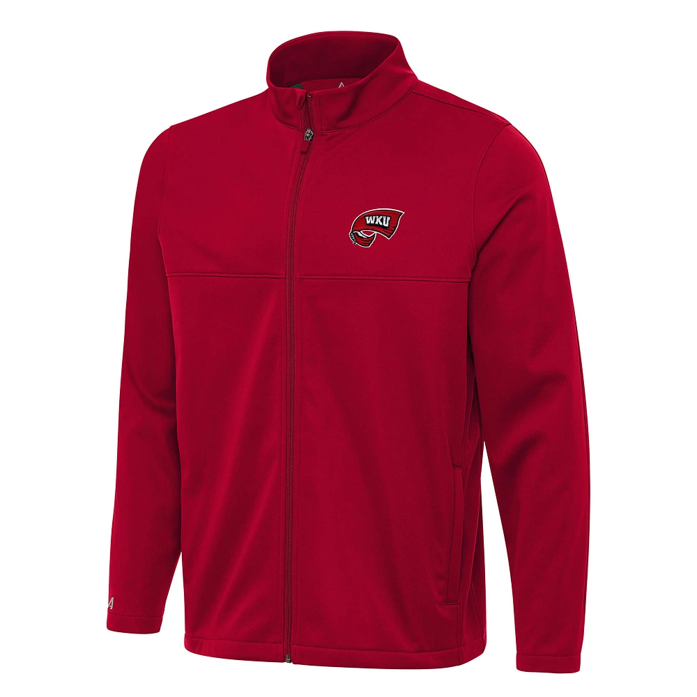 Men's Antigua Red Western Kentucky Hilltoppers Links 2 Full-Zip Golf Jacket
