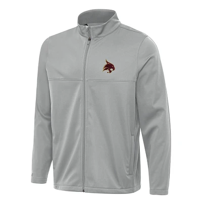 Men's Antigua Gray Texas State Bobcats Links 2 Full-Zip Golf Jacket