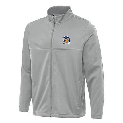 Men's Antigua Gray San Jose State Spartans Links 2 Full-Zip Golf Jacket