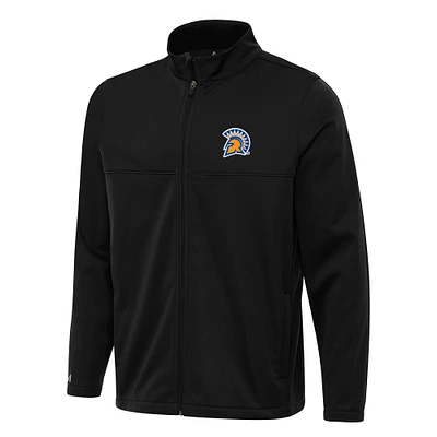 Men's Antigua Black San Jose State Spartans Links 2 Full-Zip Golf Jacket