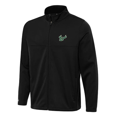 Men's Antigua Black South Florida Bulls Links 2 Full-Zip Golf Jacket