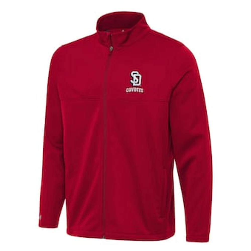 Men's Antigua Red South Dakota Coyotes Links 2 Full-Zip Golf Jacket