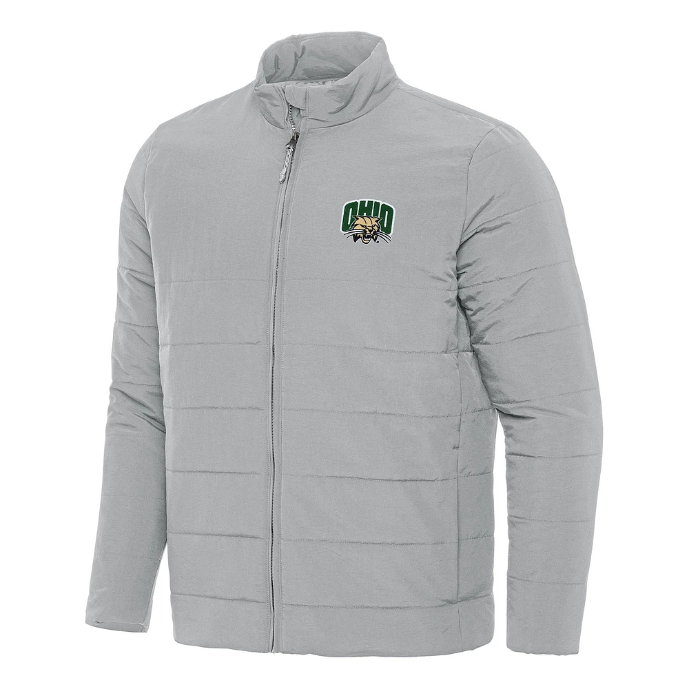 Men's Antigua Gray Ohio Bobcats Swelter Full-Zip Puffer Jacket