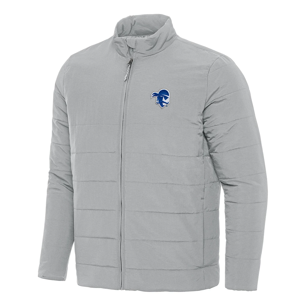 Men's Antigua Gray Seton Hall Pirates Swelter Full-Zip Puffer Jacket