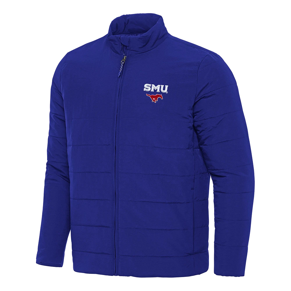 Men's Antigua Royal SMU Mustangs Swelter Full-Zip Puffer Jacket