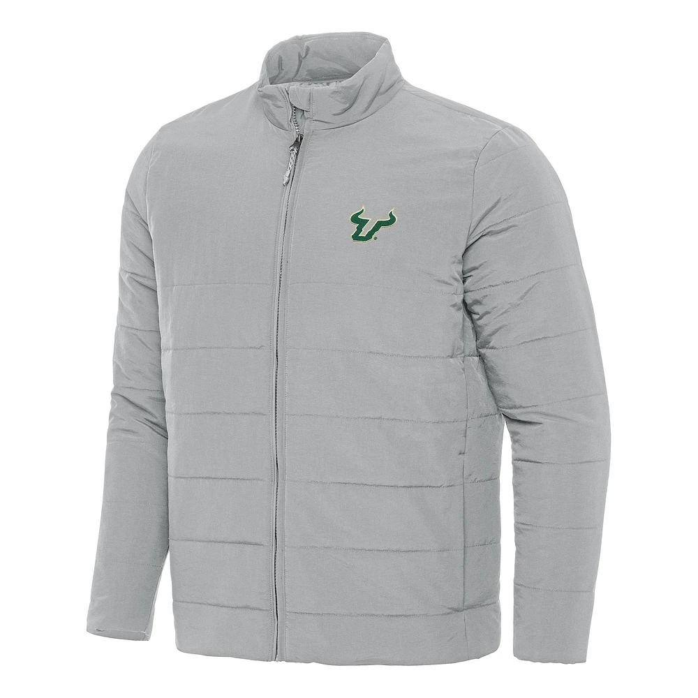 Men's Antigua Gray South Florida Bulls Swelter Full-Zip Puffer Jacket