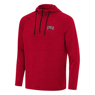 Men's Antigua Heather Scarlet UNLV Rebels Spikes Raglan Quarter-Zip Hoodie
