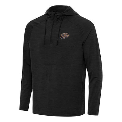 Men's Antigua Heather UTEP Miners Spikes Raglan Quarter-Zip Hoodie