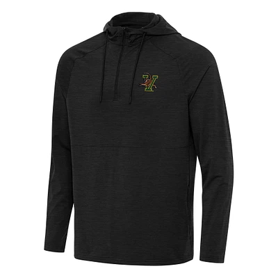 Men's Antigua Heather Vermont Catamounts Spikes Raglan Quarter-Zip Hoodie