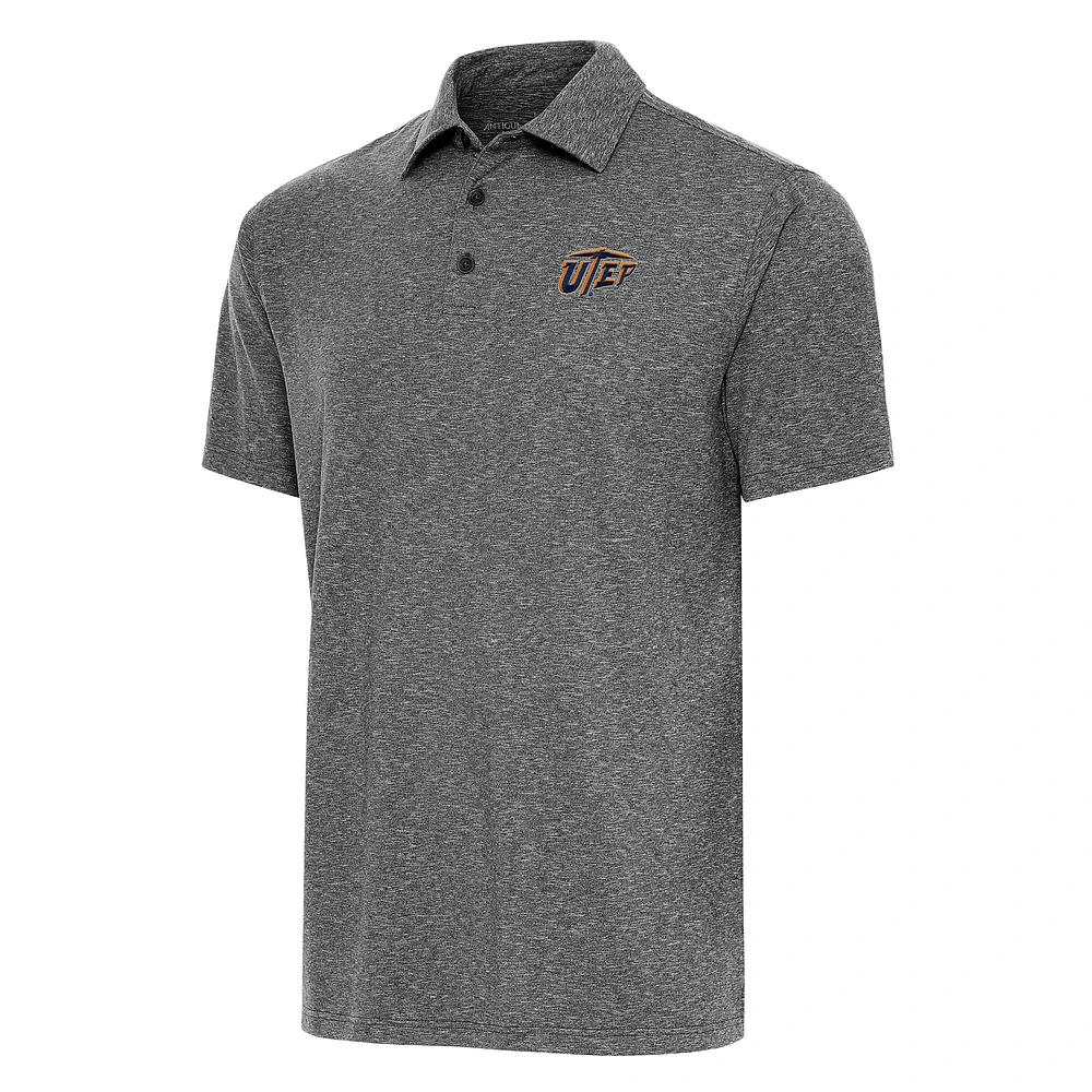 Men's Antigua Heather Black UTEP Miners Big & Tall Par 3 Polo
