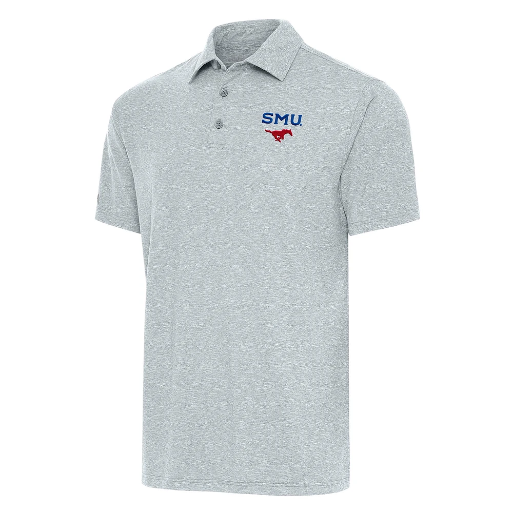 Men's Antigua Heather Gray SMU Mustangs Big & Tall Par 3 Polo