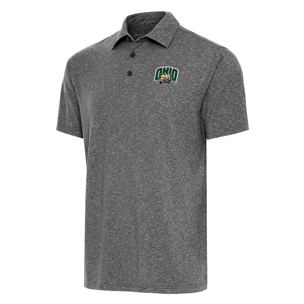 Men's Antigua Heather Black Ohio Bobcats Big & Tall Par 3 Polo
