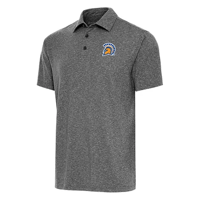 Men's Antigua Heather Black San Jose State Spartans Big & Tall Par 3 Polo