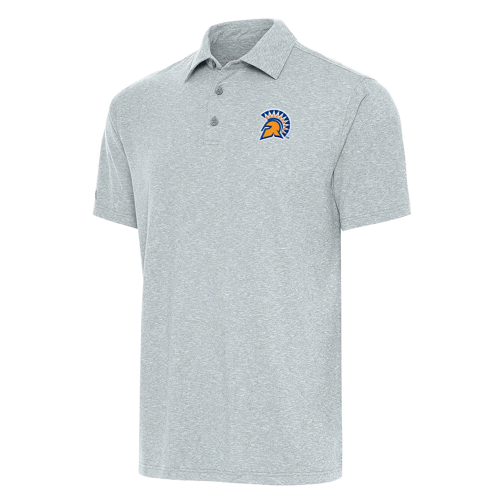 Men's Antigua Heather Gray San Jose State Spartans Big & Tall Par 3 Polo