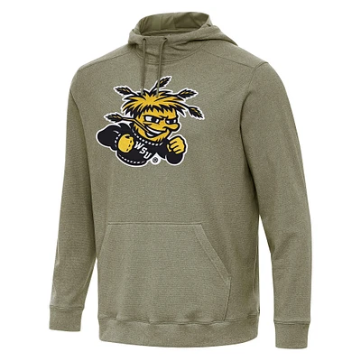 Men's Antigua Heather Olive Wichita State Shockers Cloud Pullover Hoodie