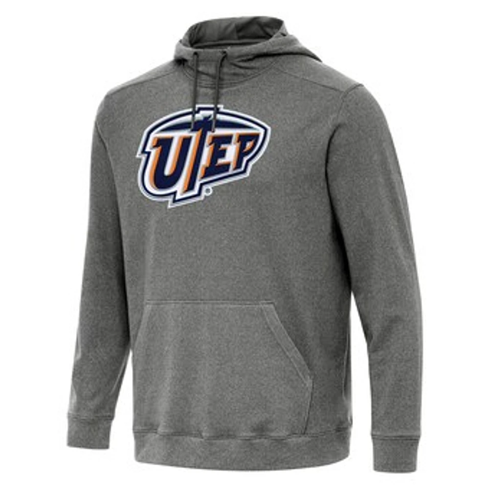 Men's Antigua Heather Charcoal UTEP Miners Cloud Pullover Hoodie