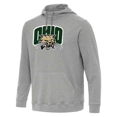 Men's Antigua Heather Gray Ohio Bobcats Cloud Pullover Hoodie
