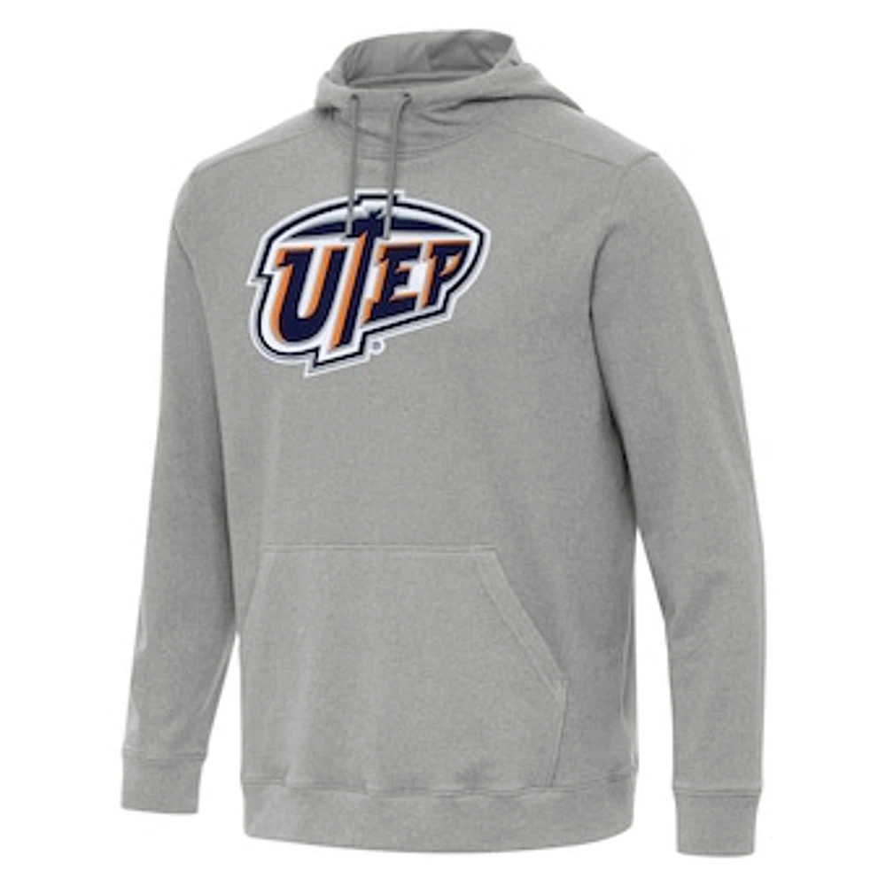 Men's Antigua Heather Gray UTEP Miners Cloud Pullover Hoodie