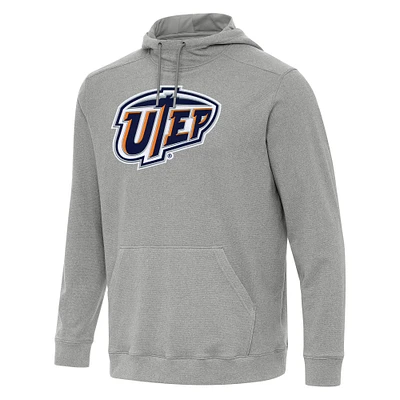 Men's Antigua Heather Gray UTEP Miners Cloud Pullover Hoodie