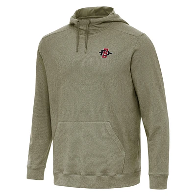 Men's Antigua Heather Olive San Diego State Aztecs Cloud Pullover Hoodie