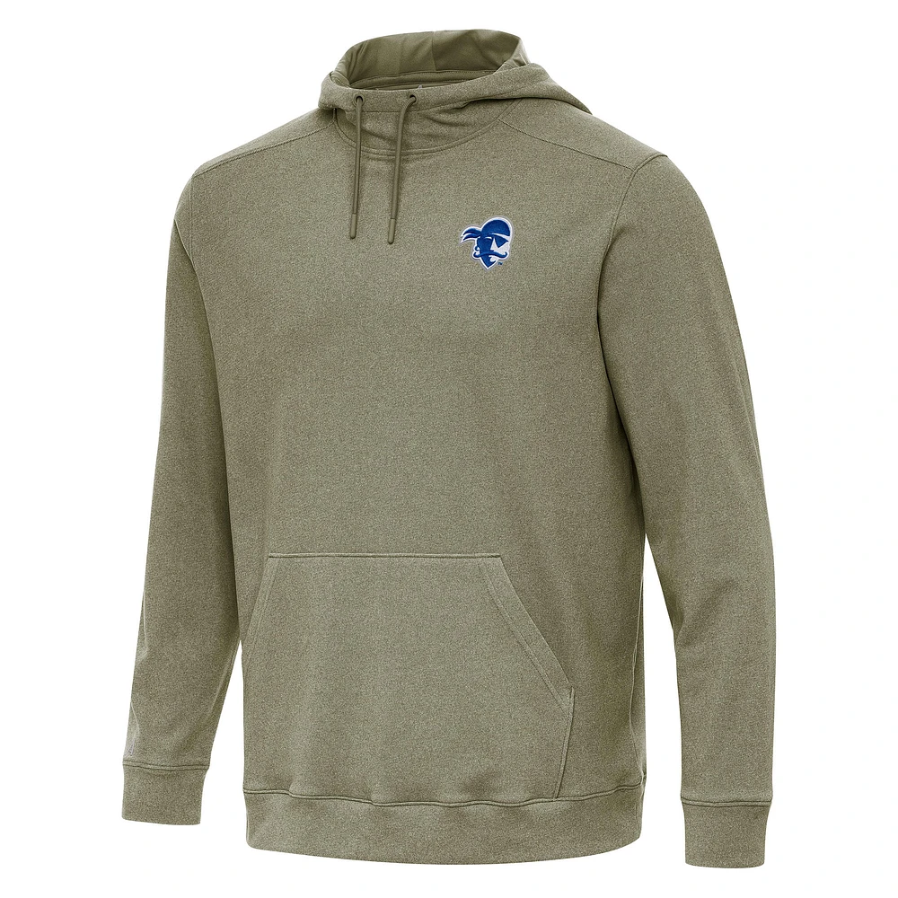 Men's Antigua Heather Olive Seton Hall Pirates Cloud Pullover Hoodie