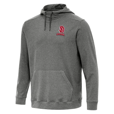 Men's Antigua Heather Charcoal South Dakota Coyotes Cloud Pullover Hoodie