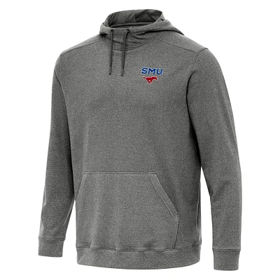 Men's Antigua Heather Charcoal SMU Mustangs Cloud Pullover Hoodie