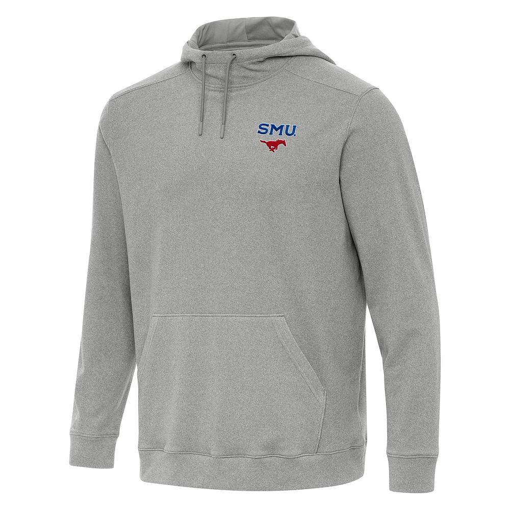 Men's Antigua Heather SMU Mustangs Cloud Pullover Hoodie