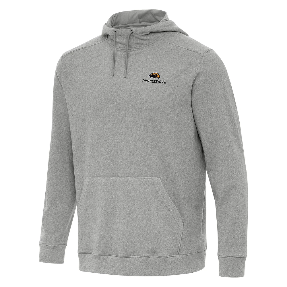 Men's Antigua Heather Gray Southern Miss Golden Eagles Cloud Pullover Hoodie