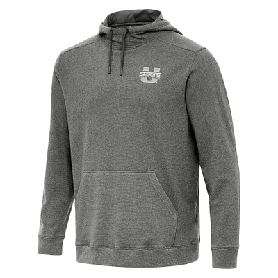 Men's Antigua Heather Charcoal Utah State Aggies Cloud Pullover Hoodie
