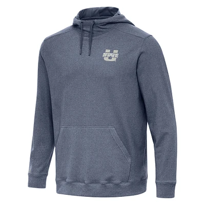 Men's Antigua Heather Navy Utah State Aggies Cloud Pullover Hoodie