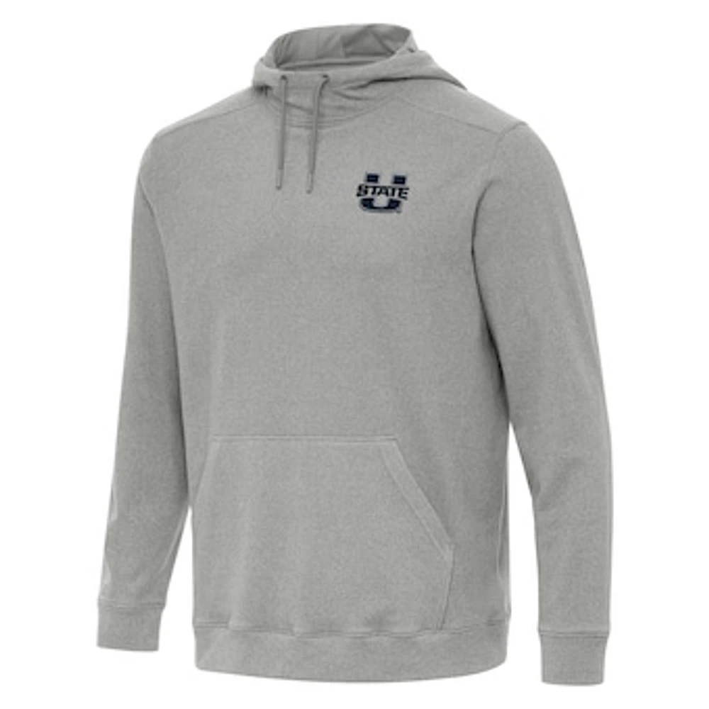Men's Antigua Heather Gray Utah State Aggies Cloud Pullover Hoodie