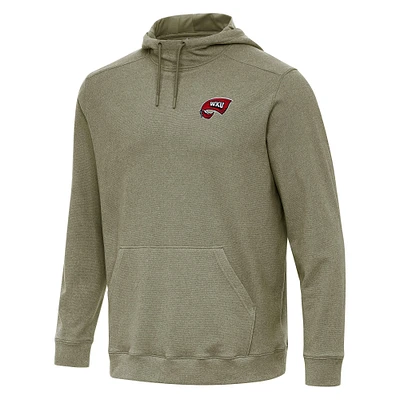 Men's Antigua Heather Olive Western Kentucky Hilltoppers Cloud Pullover Hoodie