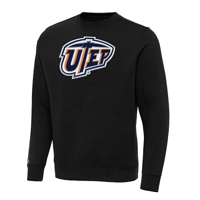 Men's Antigua Black UTEP Miners Big & Tall Victory Pullover Sweatshirt
