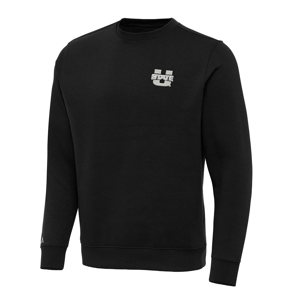Men's Antigua Black Utah State Aggies Big & Tall Victory Pullover Sweatshirt