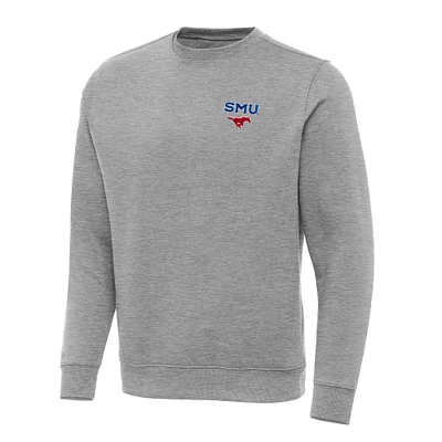 Men's Antigua Heather Gray SMU Mustangs Big & Tall Victory Pullover Sweatshirt