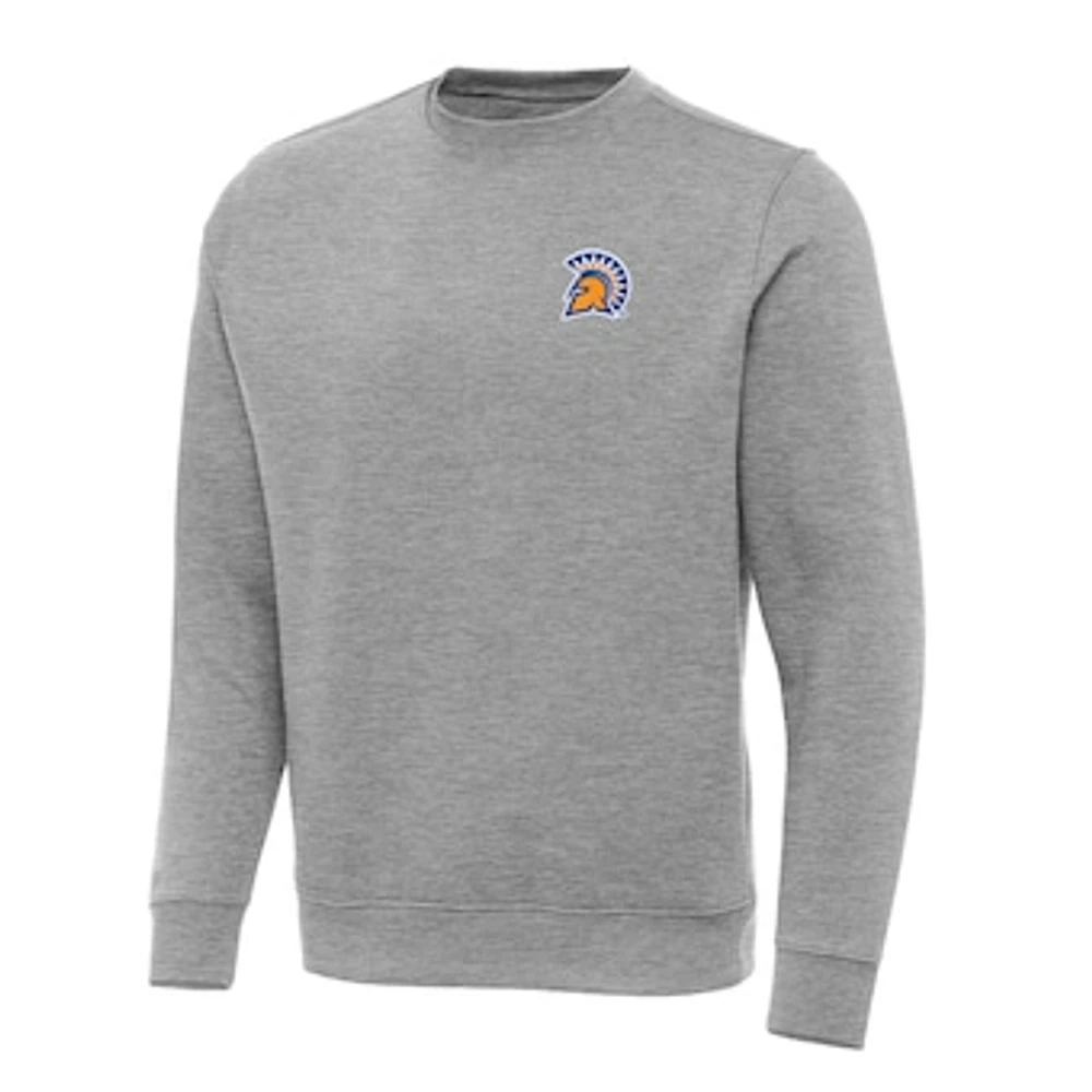 Men's Antigua Heather Gray San Jose State Spartans Big & Tall Victory Pullover Sweatshirt