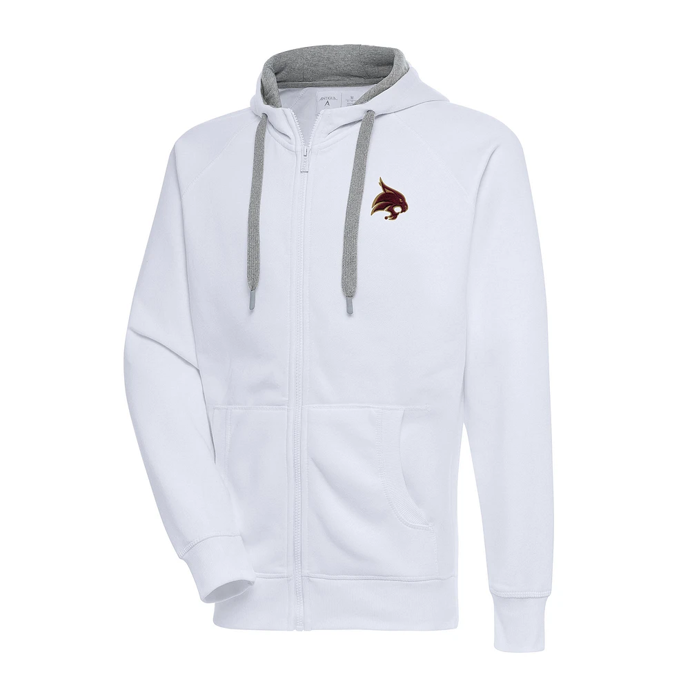 Men's Antigua White Texas State Bobcats Big & Tall Victory Full-Zip Hoodie Jacket