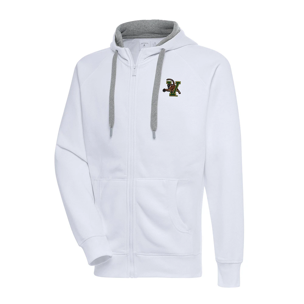 Men's Antigua White Vermont Catamounts Big & Tall Victory Full-Zip Hoodie Jacket