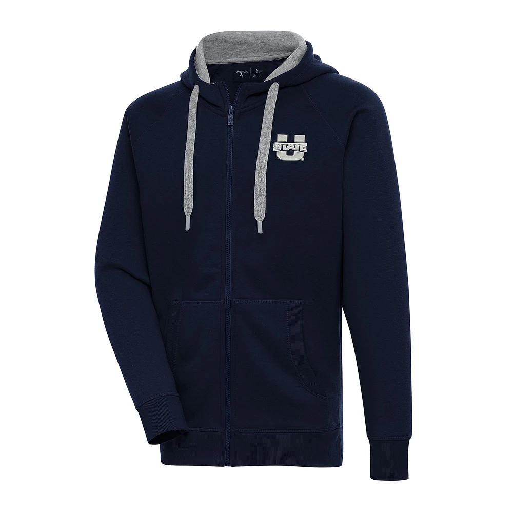 Men's Antigua Navy Utah State Aggies Big & Tall Victory Full-Zip Hoodie Jacket
