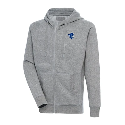 Men's Antigua Heather Gray Seton Hall Pirates Big & Tall Victory Full-Zip Hoodie Jacket