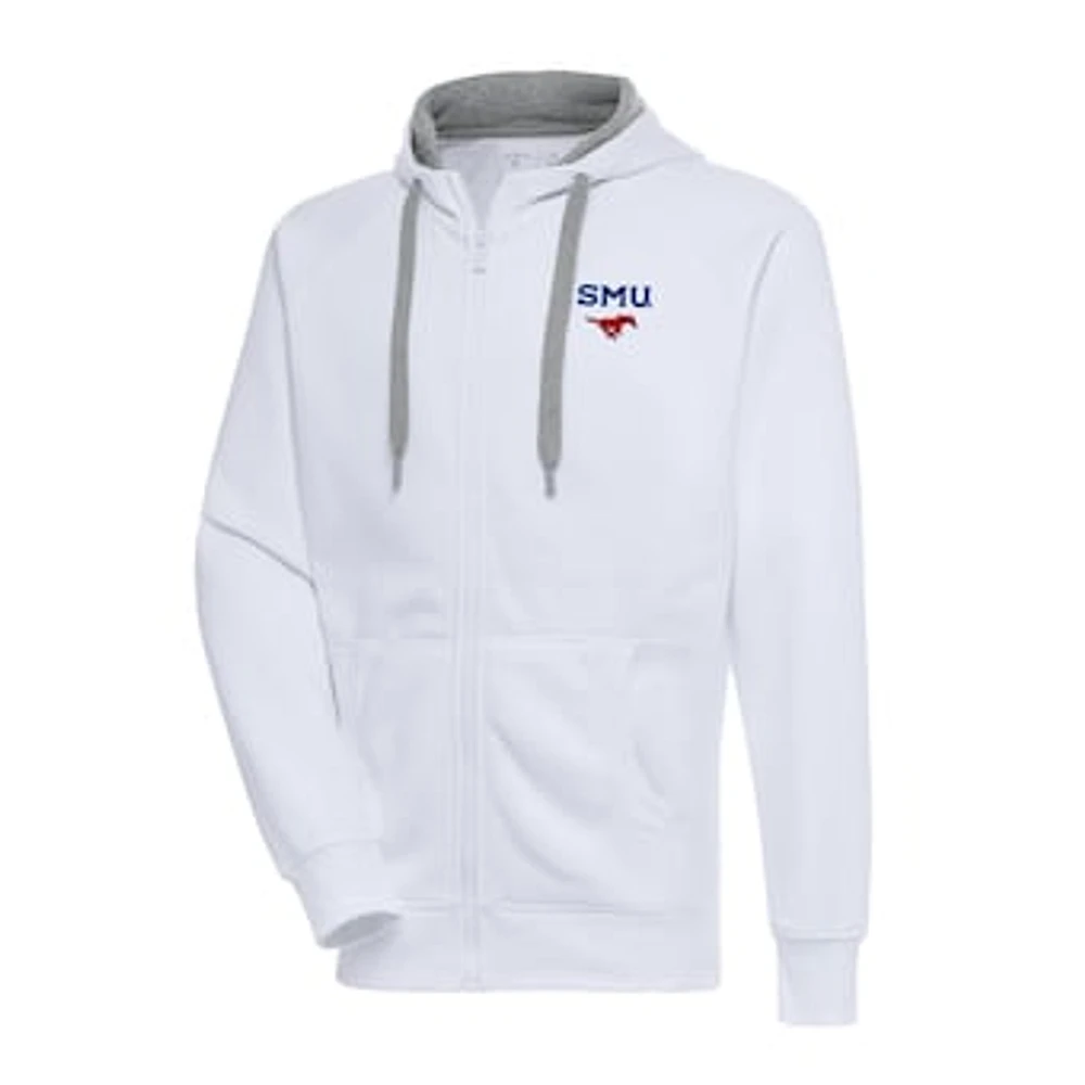 Men's Antigua White SMU Mustangs Big & Tall Victory Full-Zip Hoodie Jacket