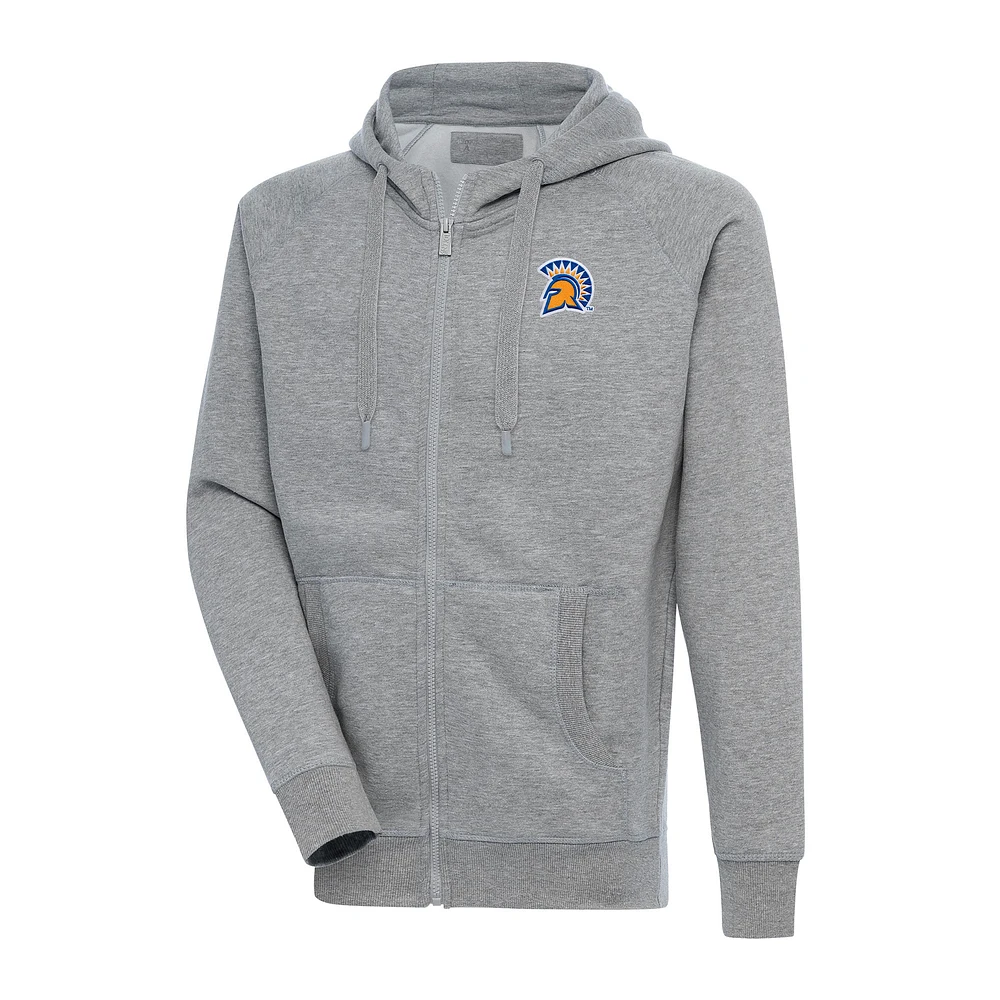 Men's Antigua Heather Gray San Jose State Spartans Big & Tall Victory Full-Zip Hoodie Jacket