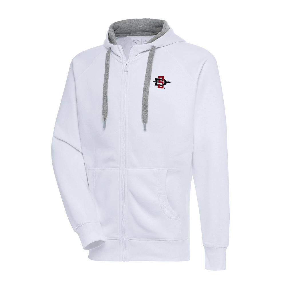 Men's Antigua White San Diego State Aztecs Big & Tall Victory Full-Zip Hoodie Jacket