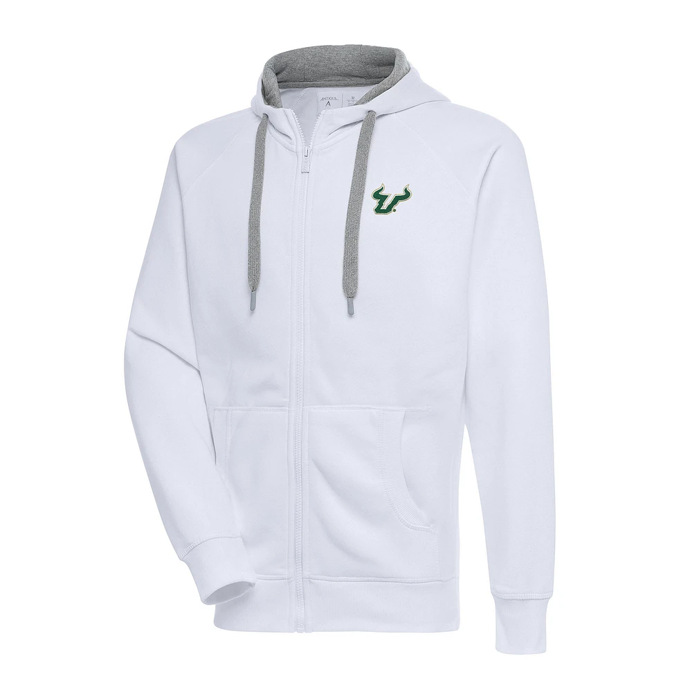 Men's Antigua White South Florida Bulls Big & Tall Victory Full-Zip Hoodie Jacket