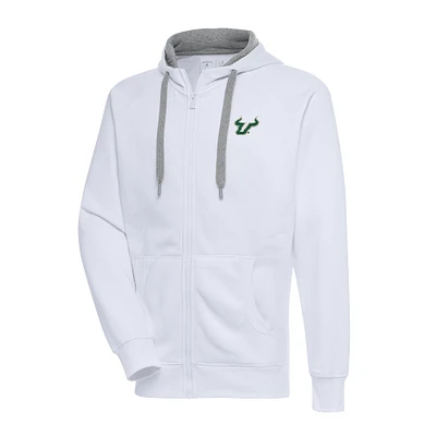 Men's Antigua White South Florida Bulls Big & Tall Victory Full-Zip Hoodie Jacket